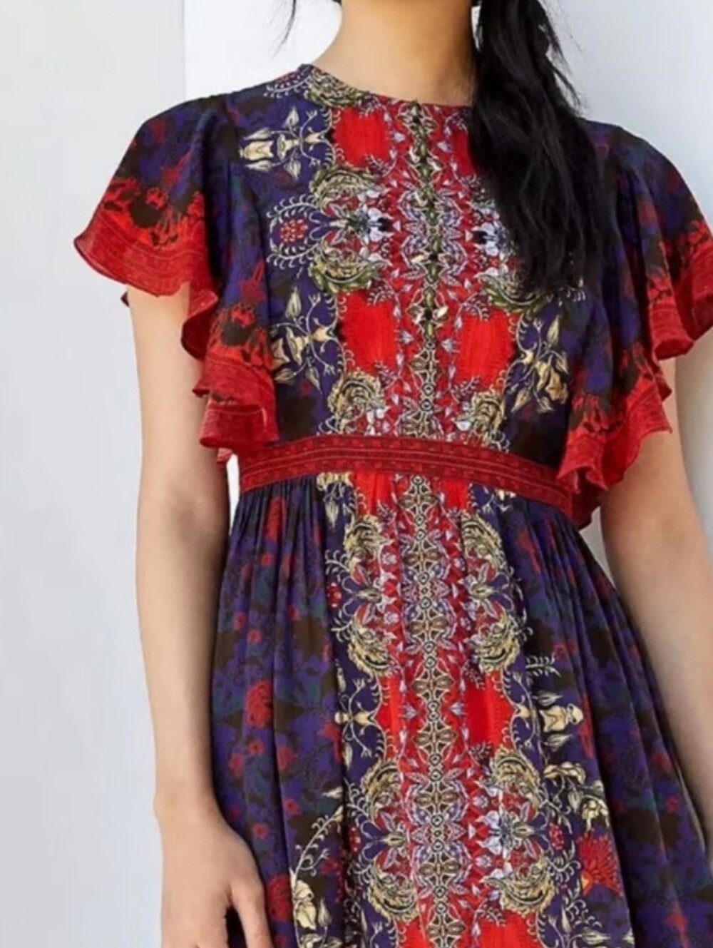ANTHROPOLOGIE - Bhanuni by Jyoti Elaine Ruffled Midi Dress, Size 6P